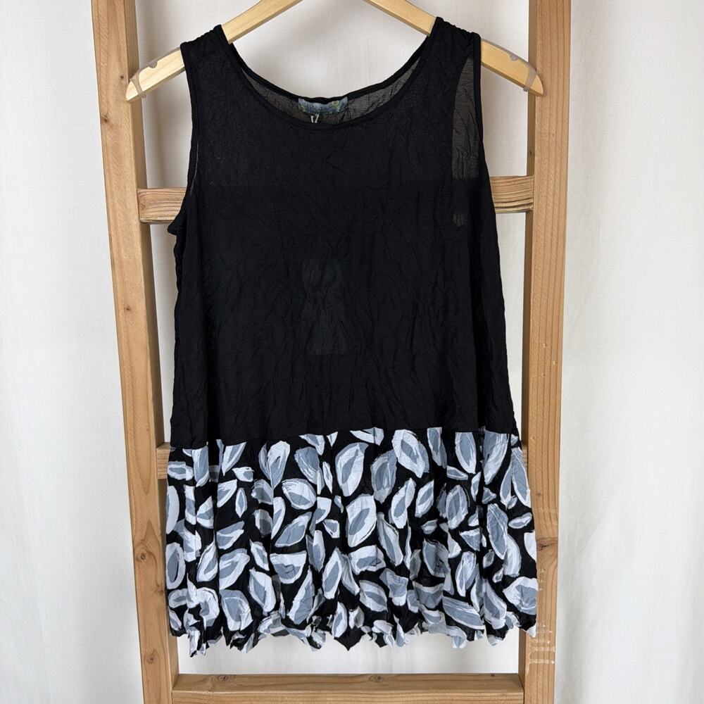 NWT Chalet CNA51215 "Sophia" Black Tank Crinkle Fabric Tank USA #0761 XL